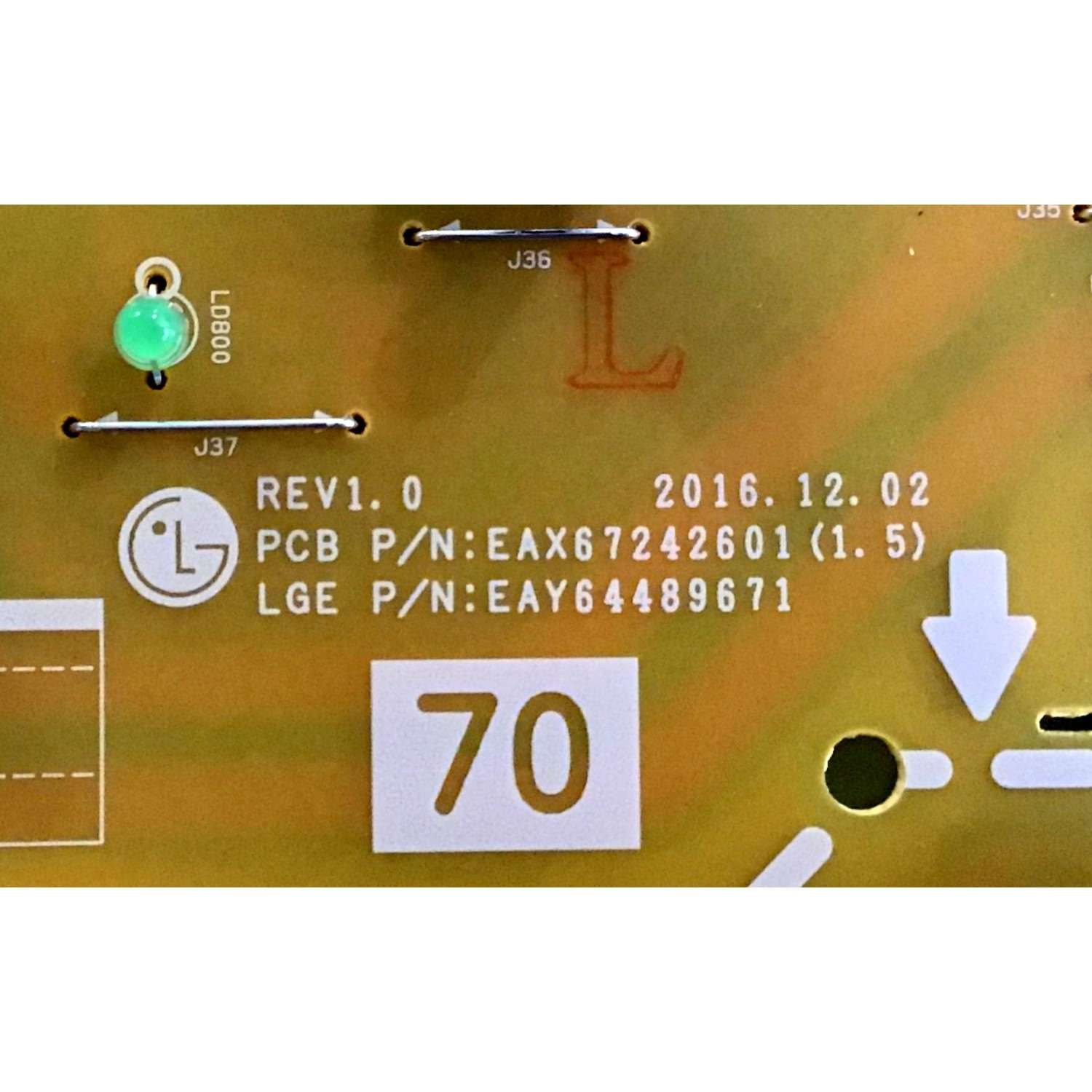 KIT DE TARJETAS TV LG / MAIN EBT65246402 EAX67872805(1.1) / T-CON RUNTK0334FVZD 1P-0171X00-40SB / FUENTE EAY64489671 EAX67242601 / PANEL HC700EQN-VHSR3-211X / MODELOS 70UK6570PUB.BUSMLJR / 70UK6570AUB.AUSMLJR - Imagen 2